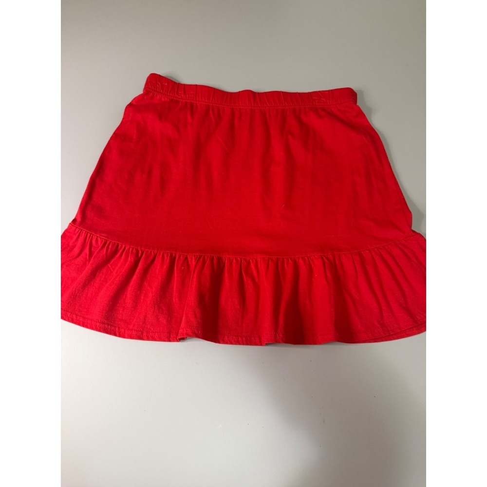 Metropolitan Womens Red Cotton Ruffle Hem Mini Skirt Medium Elastic Waist Casual